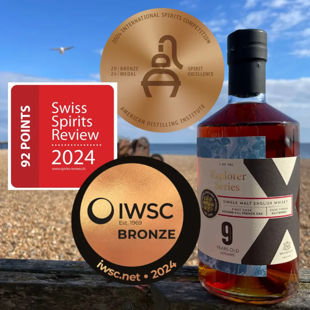 Taste our MULTI Award winning English Whisky distilled with Adnams Distillery